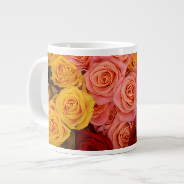 Colourful Roses Large Coffee Mug (Front Left)