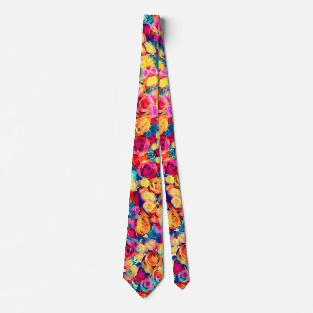 Colourful Roses Neck Tie (Front)