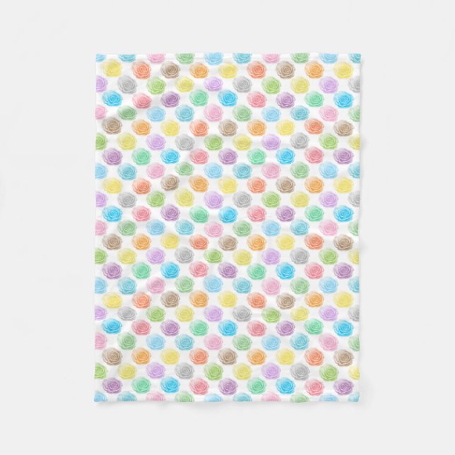 Colourful roses pattern fleece blanket (Front)