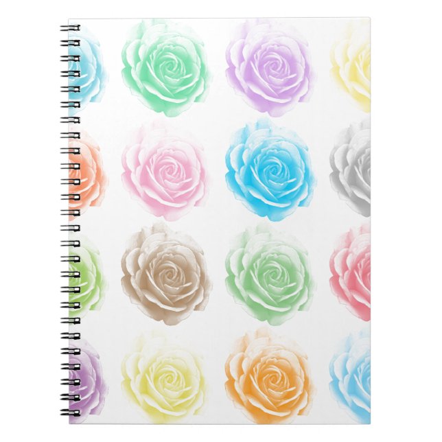 Colourful roses pattern spiral notebook (Front)