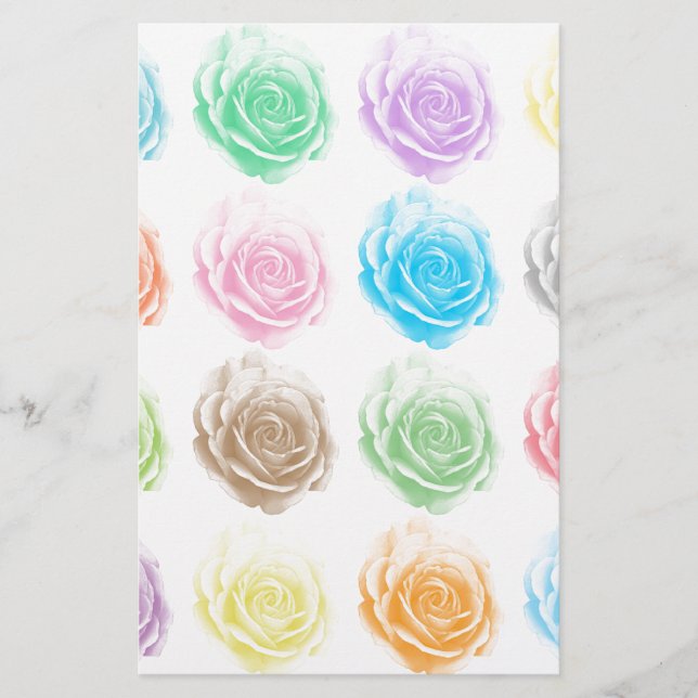 Colourful roses pattern stationery (Front)