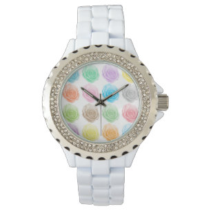 Colourful roses pattern watch