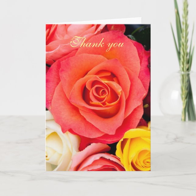 Colourful roses thank you card (Front)