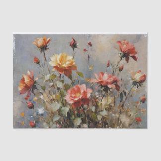 Colourful Roses Watercolor Decoupage Tissue Paper