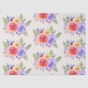 Colourful Roses Watercolor Floral Pattern Tissue Paper