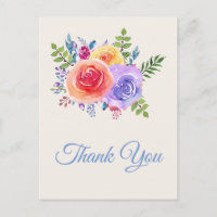Colourful Roses Watercolor Floral Thank You
