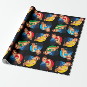 Colourful ROSIE RIVETER Print Wrapping Paper