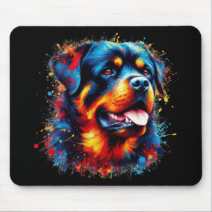 Colourful Rottweiler Paint Splatter Mouse Pad
