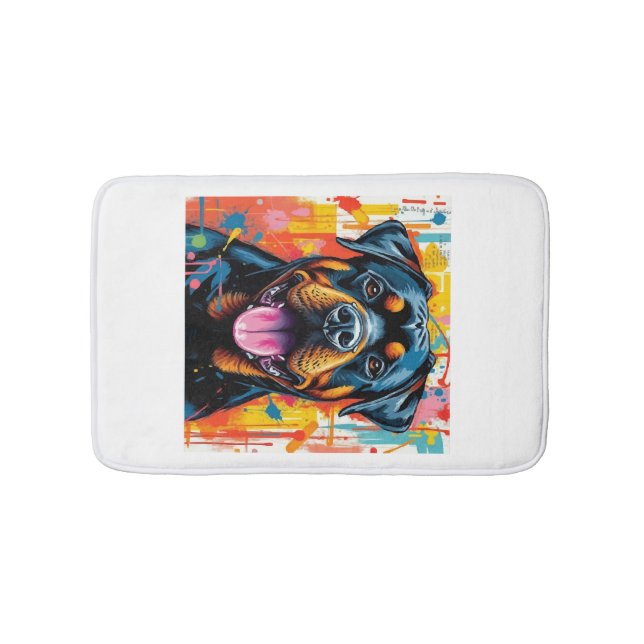Colourful Rottweiler Pop Art � Vibrant Splash Styl Bath Mat (Front)