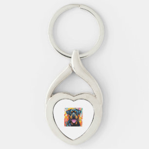 Colourful Rottweiler Pop Art � Vibrant Splash Styl Key Ring