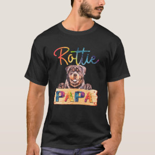 Colourful Rottweiler Rottie Papa Dog Dad T-Shirt