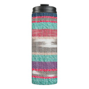 Colourful rough Fabric Texture, Pattern, Backgroun Thermal Tumbler