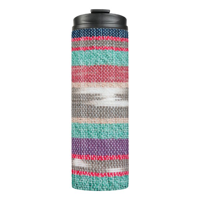 Colourful rough Fabric Texture, Pattern, Backgroun Thermal Tumbler (Front)