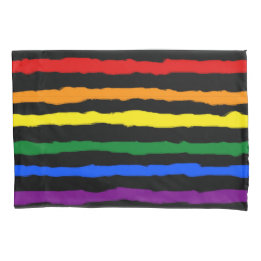 Colourful Rough Rainbow Stripes on Any Colour Pillowcase
