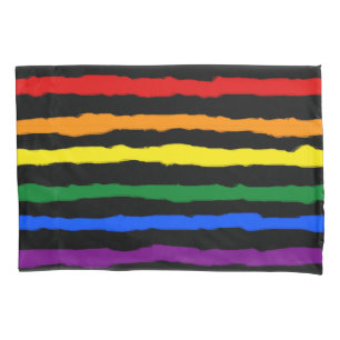 Colourful Rough Rainbow Stripes on Any Colour Pillowcase