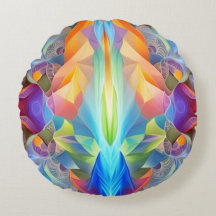 Colourful Round Abstract Throw Pillow