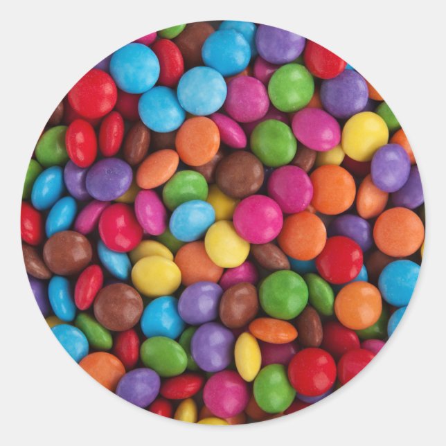 Colourful Round Chocolate Candy Sweets Classic Round Sticker (Front)