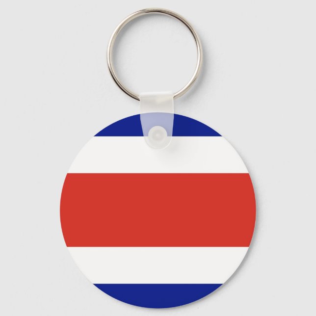 Colourful Round Costa Rican Flag Key Ring (Front)