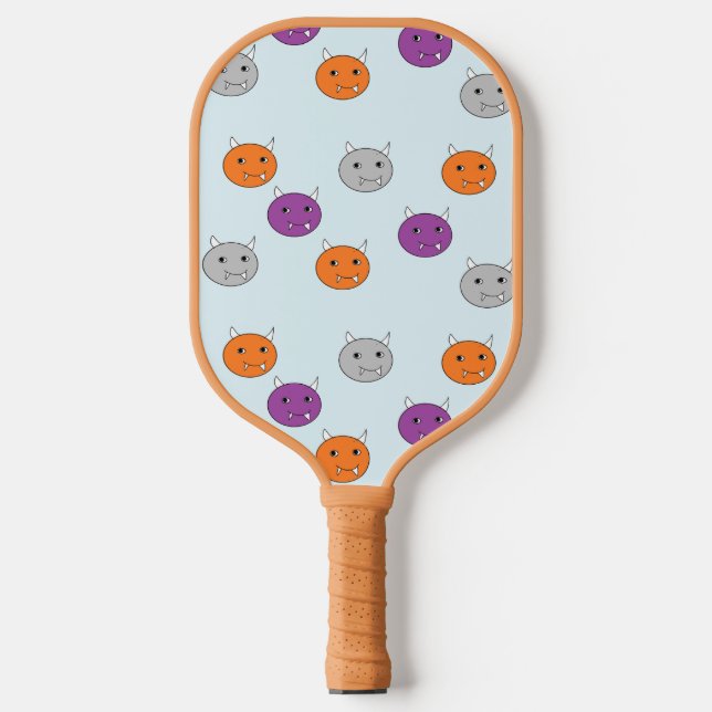 Colourful round face monsters pickleball paddle (Front)