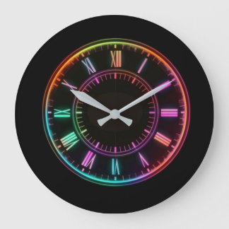 Colourful Round Faux Neon Clock
