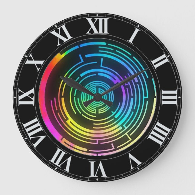 Colourful Round Rainbow Maze Wall Clock (Front)