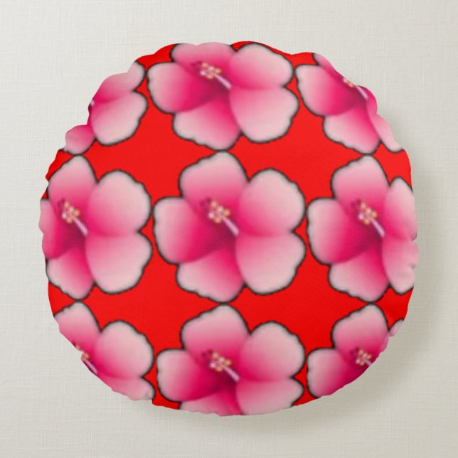 Colourful Round Throw Pillow  3D Digital Design Pi (Front)
