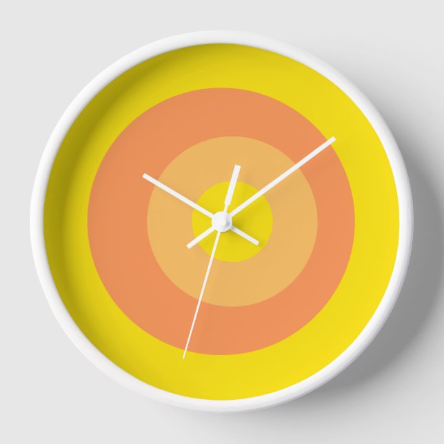 Colourful Round Yellow Orange Wall Clock (Front)