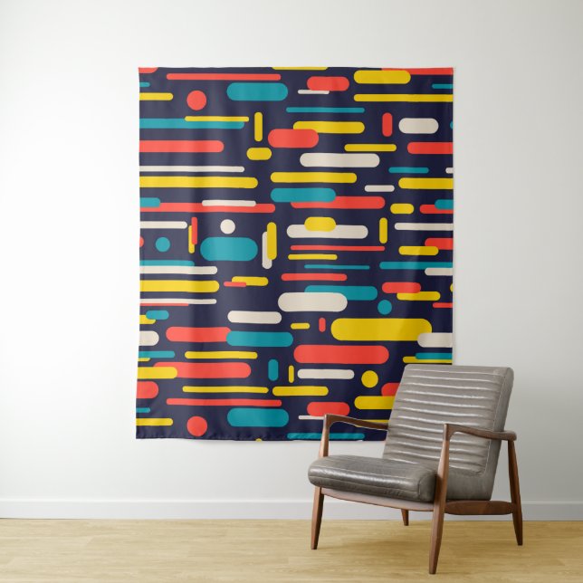 Colourful rounded rectangle tapestry (In Situ)
