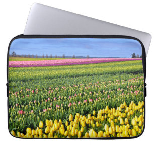 Colourful rows of tulips laptop sleeve