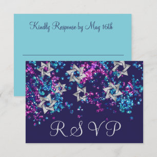 Colourful RSVP Silver Star Glittery Confetti Card