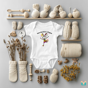 Colourful Running Bunny Art for Kids Baby Bodysuit