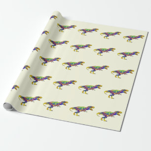 Colourful Running T Rex Psychedelic Dinosaur Art Wrapping Paper