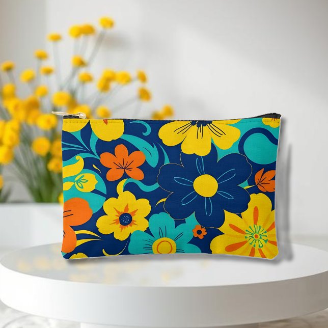 Colourful Rush Blooms-Dopamine Style-Retro Flowers Accessory Pouch (Colorful Rush Blooms-Dopamine Style Accessory Pouch )