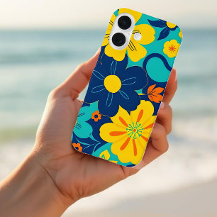 Colourful Rush Blooms-Dopamine Style-Retro Flowers iPhone 16 Case