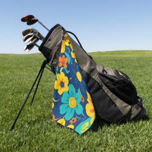Colourful Rush Blooms-Dopamine Style-Retro Flowers Golf Towel