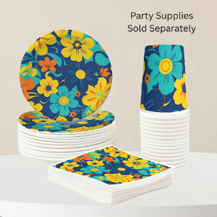 Colourful Rush Blooms-Dopamine Style-Retro Flowers Paper Cups