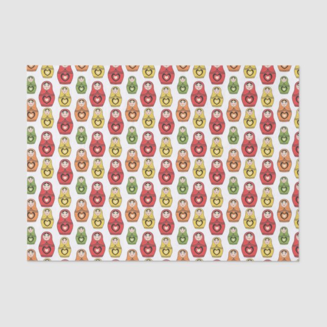 Colourful Russian Dolls Pattern Tissue Paper (Front)
