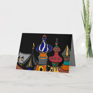 Colourful Russian Steeples Painting Holiday Card