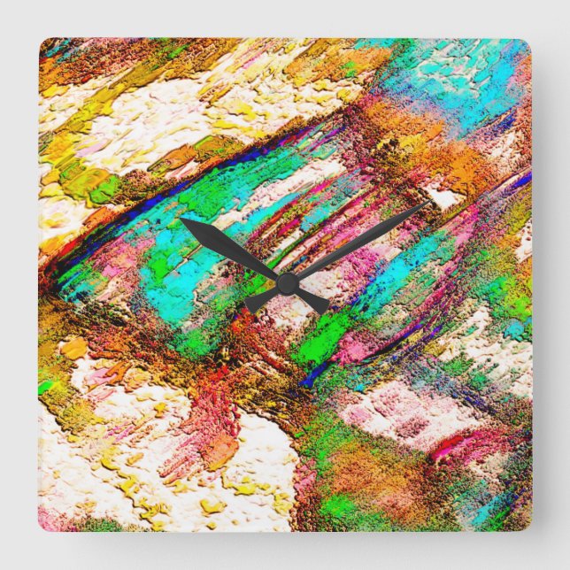 Colourful - Rustic and rough like roughcast Square Wall Clock (Front)
