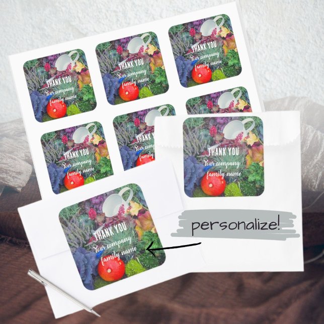 Colourful rustic autumn garden square sticker (Creator Uploaded)