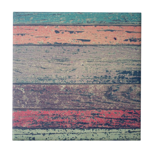 Colourful Rustic Beach Wood Tile (Front)