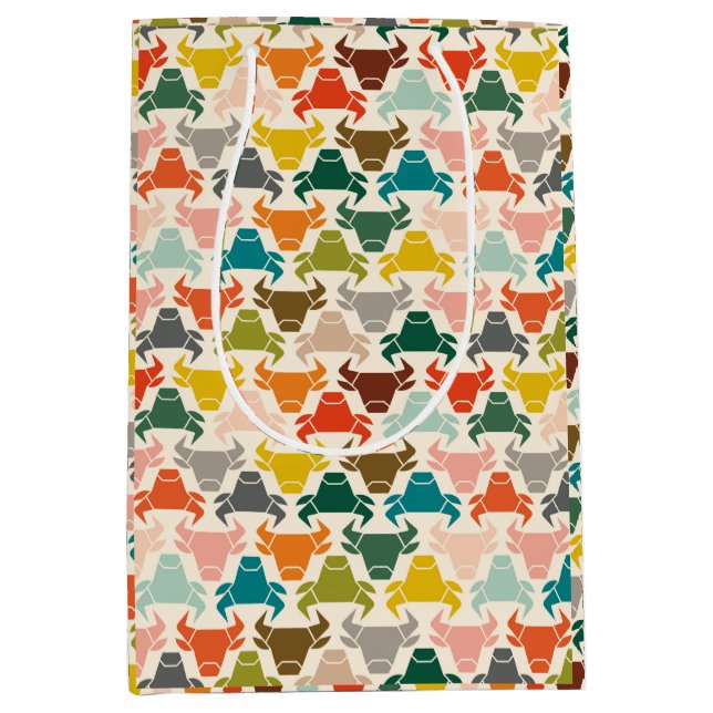 Colourful Rustic Bull Head Silhouette  Medium Gift Bag (Front)