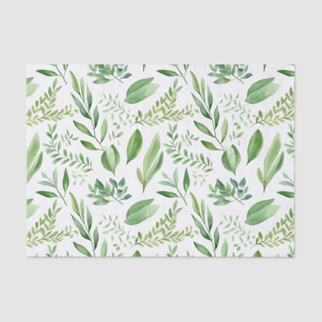   Colourful Rustic Eucalyptus Watercolor Leaves  Tissue Paper (Front)