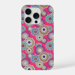 Colourful rustic floral pattern retro iPhone 15 pro case