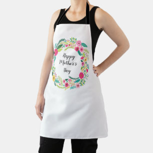Colourful Rustic Floral Wreath Apron