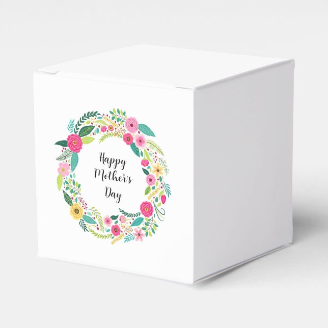 Colourful Rustic Floral Wreath Favour Box (Front Side)