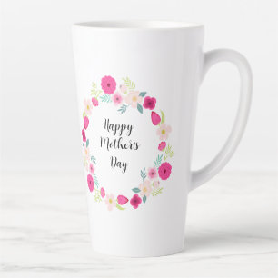 Colourful Rustic Floral Wreath Latte Mug