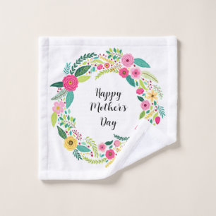 Colourful Rustic Floral Wreath Wash Cloth