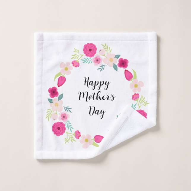 Colourful Rustic Floral Wreath Wash Cloth (Wash Cloth)