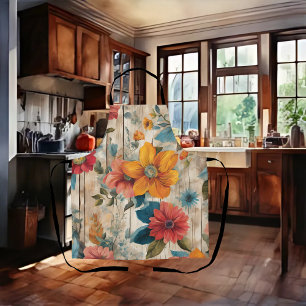 Colourful Rustic Flowers Apron